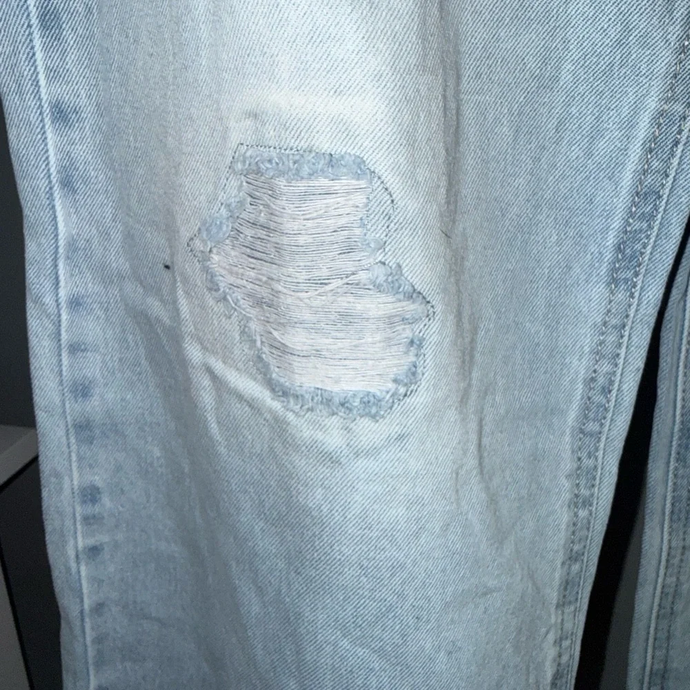 Justice Light Wash Straight-Leg Jeans with Pink Floral Embroidery